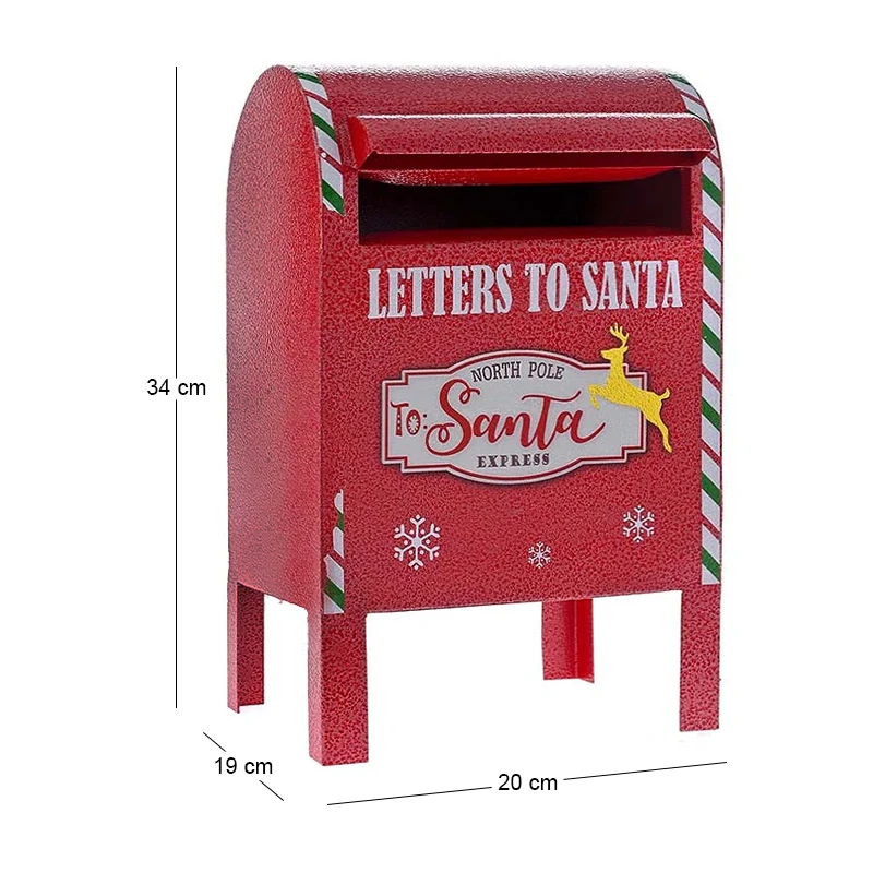 XMAS RED METAL MAILBOX 20X19Χ34CM