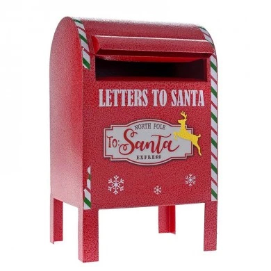 XMAS RED METAL MAILBOX 20X19Χ34CM