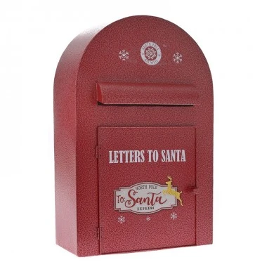 XMAS RED METAL MAILBOX 25X12Χ38CM