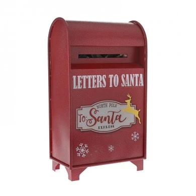 XMAS RED METAL MAILBOX 35Χ22Χ62CM