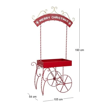 XMAS RED METAL TROLLEY CART MERRY CHRISTMAS 105X54X190CM