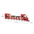 XMAS RED METAL TRAIN WITH THREE WAGONS 125X17X38,5CM