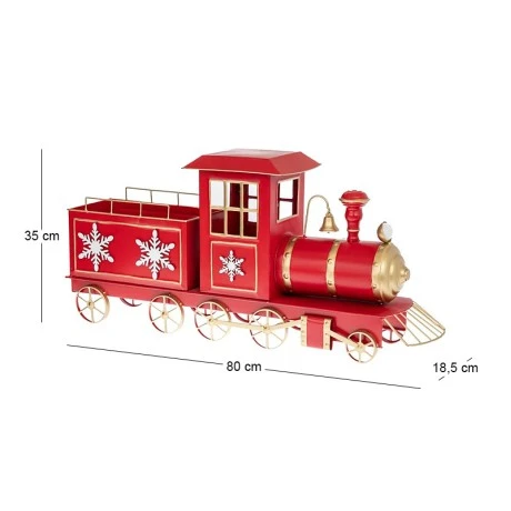 XMAS RED METAL TRAIN WITH WAGON  80X18,5X35CM