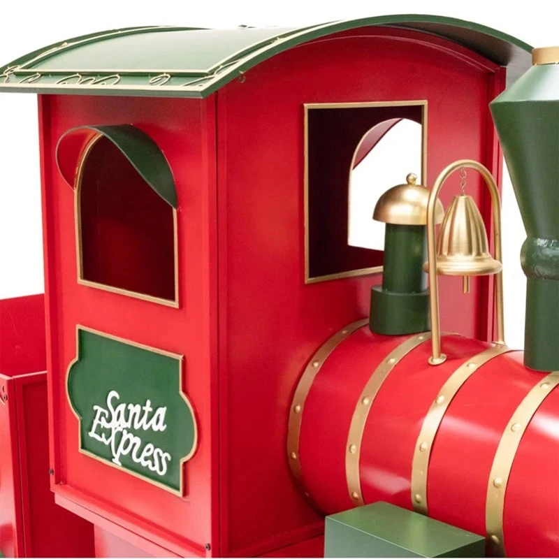 XMAS \nRED METAL TRAIN WITH WAGONS 260X90X130CM
