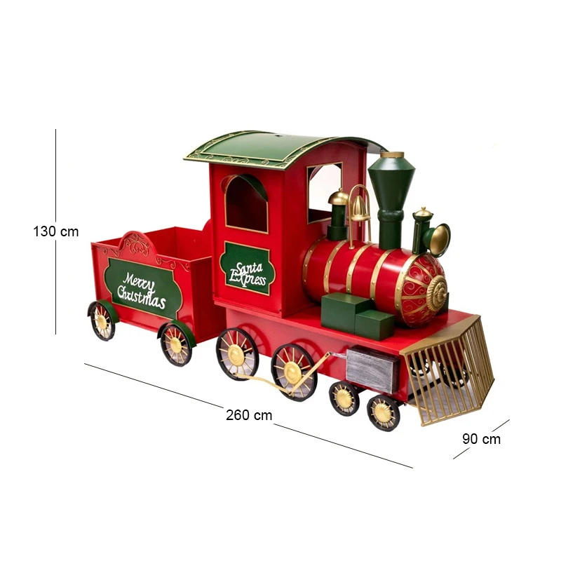 XMAS \nRED METAL TRAIN WITH WAGONS 260X90X130CM