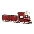 RED METAL CHRISTMAS TRAIN WITH WAGONS 85X15X33CM