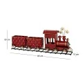 RED METAL CHRISTMAS TRAIN WITH WAGONS 85X15X33CM