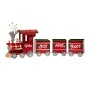 RED METAL CHRISTMAS TRAIN WITH WAGONS 98X18X41CM