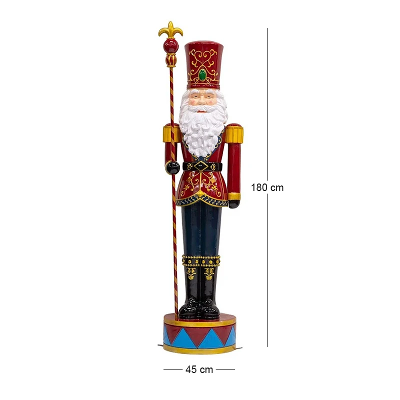 RED GREEN FIBERGLASS SANTA NUTCRACKER 45X40X180CM