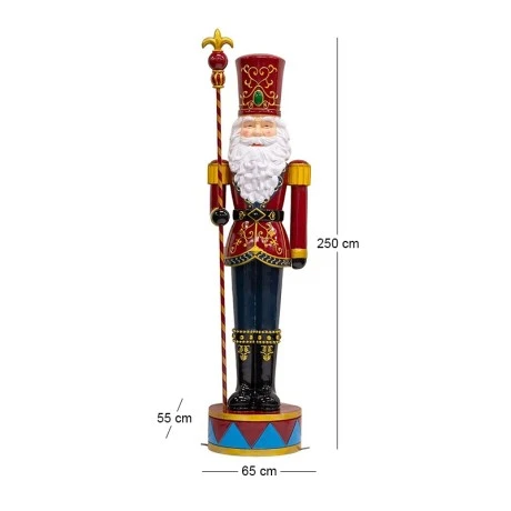 RED GREEN FIBERGLASS SANTA NUTCRACKER 65X55X250CM