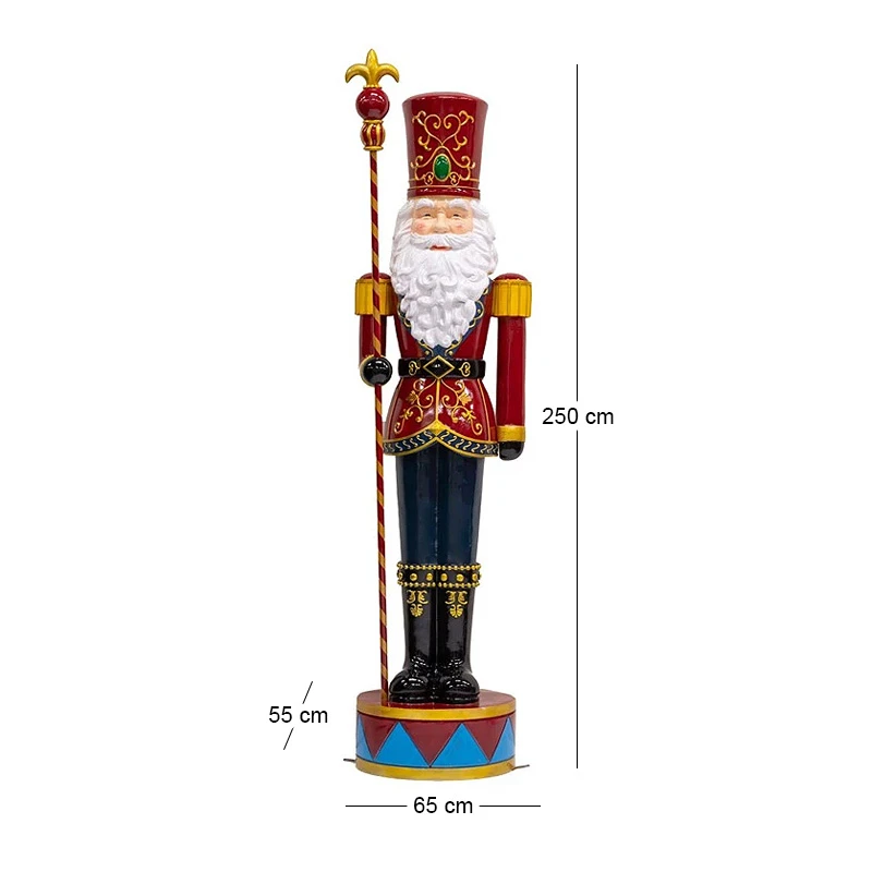 RED GREEN FIBERGLASS SANTA NUTCRACKER 65X55X250CM