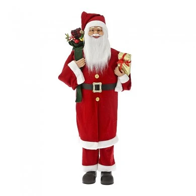 RED VELVET SANTA WEARING A CAPE 110CM
