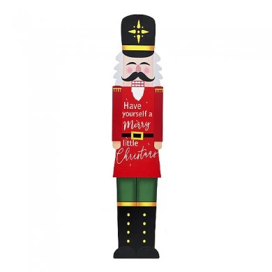 CHRISTMAS RED MDF NUTCRACKER WITH LED LIGHTS SHOP SIGN 25X2.5X120CM