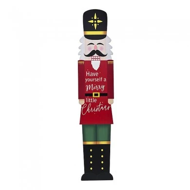 CHRISTMAS RED MDF NUTCRACKER WITH LED LIGHTS SHOP SIGN 37X2.5X180CM