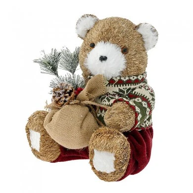 BROWN SITTING BEAR 23X25X30CM