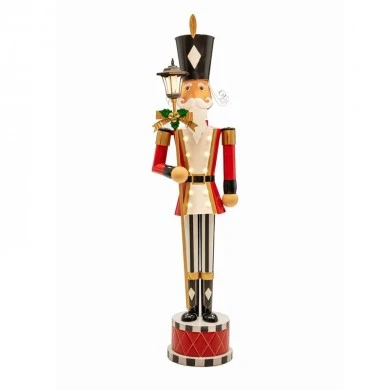 LED RED METAL NUTCRACKER WITH LANTERN 42X39X165CM