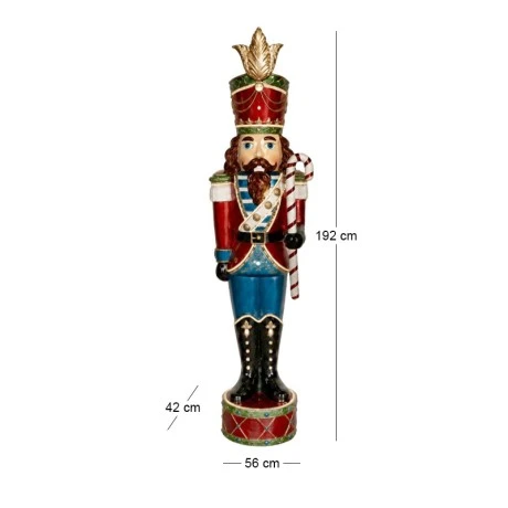 XMAS RED BLUE COLOR RESIN NUTCRACKER WITH LED LIGHT 56X42X192CM