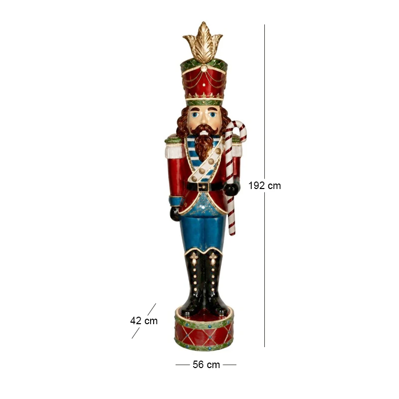 XMAS RED BLUE COLOR RESIN NUTCRACKER WITH LED LIGHT 56X42X192CM