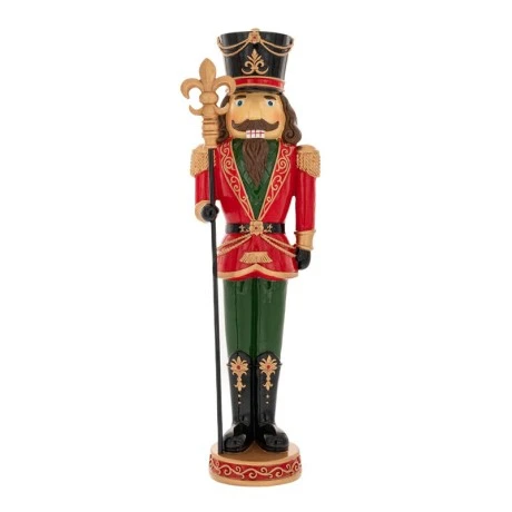 GREEN RED RESIN NUTCRACKER 15X11.5X46.5CM