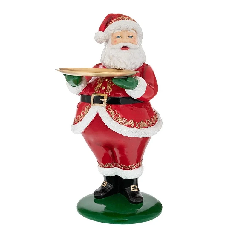 RED RESIN SANTA WITH METAL TRAY 29Χ40Χ61CM
