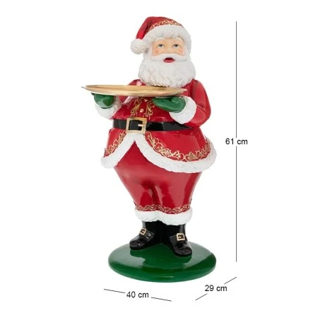 RED RESIN SANTA WITH METAL TRAY 29Χ40Χ61CM