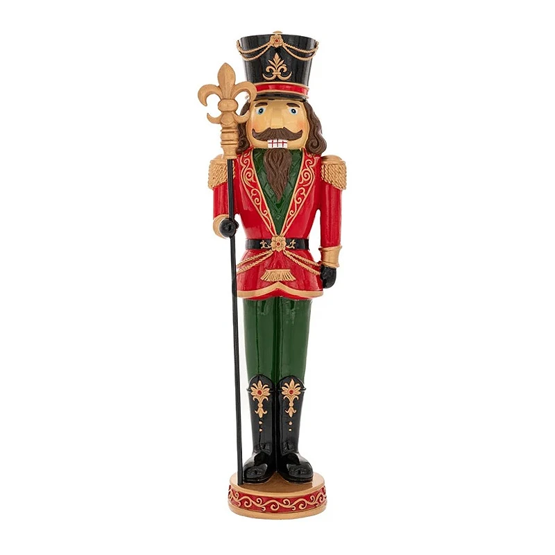 GREEN RED RESIN NUTCRACKER 15X11.5X46.5CM