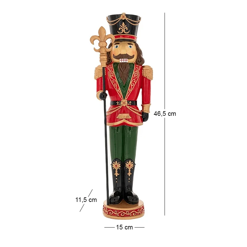 GREEN RED RESIN NUTCRACKER 15X11.5X46.5CM
