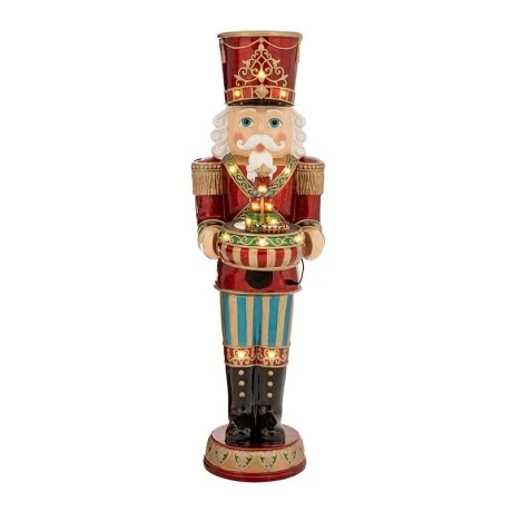 RED COLOR RESIN NUTCRACKER WITH LED LIGHT AND MOVEMENT 44X55X152CM