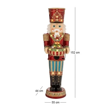 RED COLOR RESIN NUTCRACKER WITH LED LIGHT AND MOVEMENT 44X55X152CM