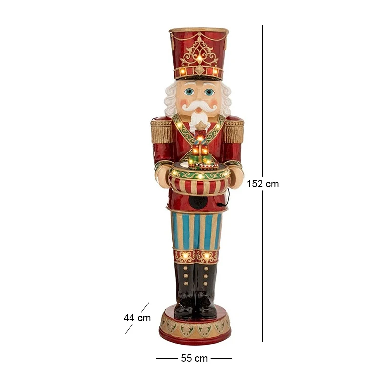 RED COLOR RESIN NUTCRACKER WITH LED LIGHT AND MOVEMENT 44X51X152CM