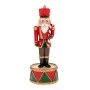 XMAS RED COLOUR RESIN NUTCRACKER ON A DRUM BASE WITH MUSIC AND MOVEMENT 8X8X22CM