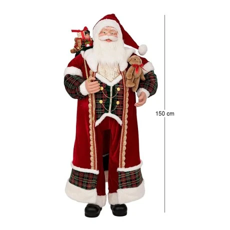 XMAS SANTA CLAUS IN RED GREEN COLOR HOLDING GIFTS 150CM