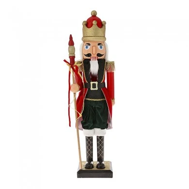 RED GREEN NUTCRACKER HOLDING A SCEPTER 80CM