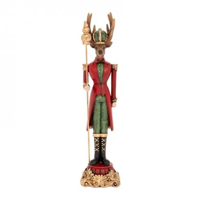 XMAS RED  GREEN RESIN DEER HOLDING A SCEPTER 9X9X37,5CM