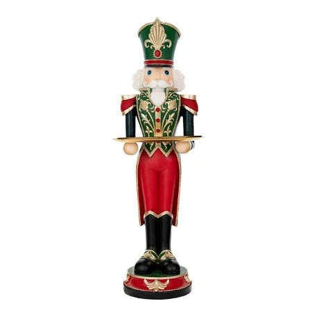 XMAS RED GREEN RESIN NUTCRACKER HOLDING TRAY 29,5X25X91CM