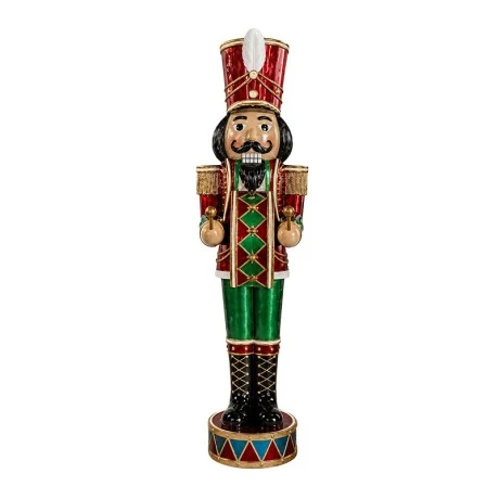 XMAS RED GREEN POLYRESIN NUTCRAKE WITH LED LIGHT, MOVEMENT AND MUSIC WITH TIMER 56X42X192CM