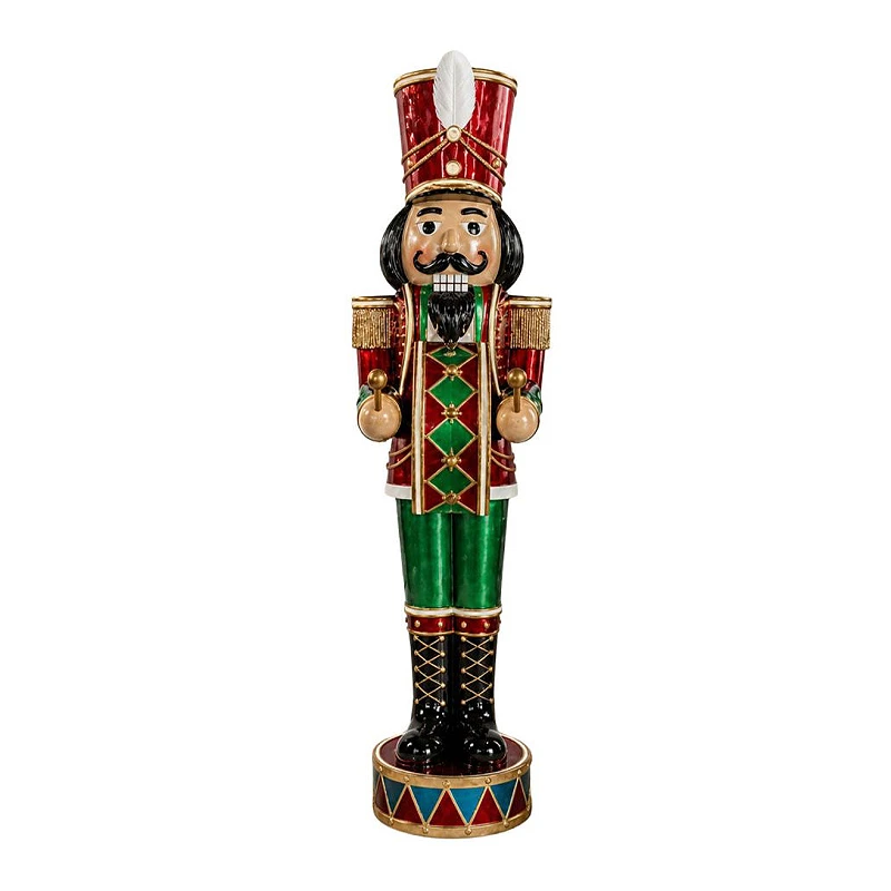 XMAS RED GREEN POLYRESIN NUTCRAKE WITH LED LIGHT, MOVEMENT AND MUSIC WITH TIMER 56X42X192CM