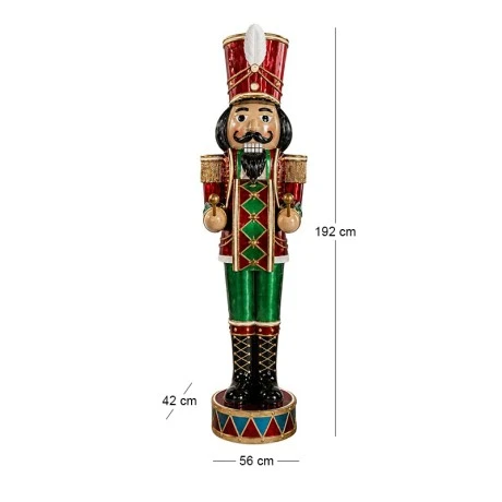 XMAS RED GREEN POLYRESIN NUTCRAKE WITH LED LIGHT, MOVEMENT AND MUSIC WITH TIMER 56X42X192CM