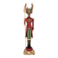 XMAS RED  GREEN RESIN DEER HOLDING A SCEPTER 9X9X37,5CM