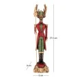 XMAS RED  GREEN RESIN DEER HOLDING A SCEPTER 9X9X37,5CM