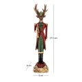 XMAS RED  GREEN RESIN DEER HOLDING A TRUMPET 9X9X37,5CM