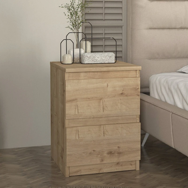 Breve Megapap melamine nightstand in sapphire oak color 39.8x41.8x55cm.