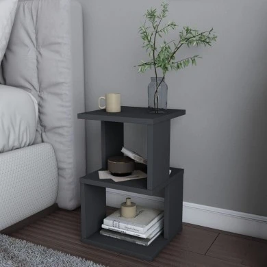 Carter Megapap melamine nightstand in anthracite color 29.6x29.6x49.4cm.