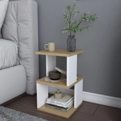 Carter Megapap melamine nightstand in oak - white color 29.6x29.6x49.4cm.