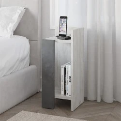 Elos Megapap melamine nightstand right module in ancient white - retro grey color 25x27x60cm.