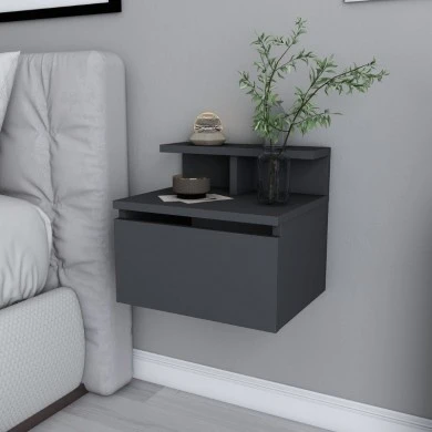 Arsen Megapap melamine wall nightstand in anthracite color 39,8x31,9x35cm.