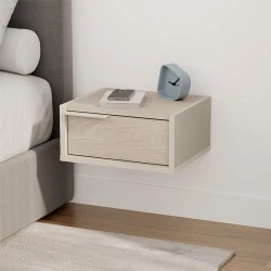 Eco Megapap melamine wall mounted nightstand in sandstone - light oak color 40x33x18.5cm.
