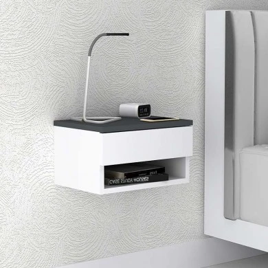 Mary Megapap melamine hanging bedside table in anthracite - white color 40x30x23cm.