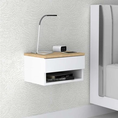 Mary Megapap melamine hanging bedside table in sonoma - white color 40x30x23cm.