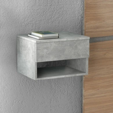 Bianca Megapap melamine hanging bedside table in grey concrete color 40x30x23cm.
